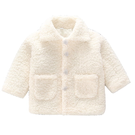 Generic Baby Toddler Sherpa Fleece Jackets Boys Girls Lapel Button Down Outwear