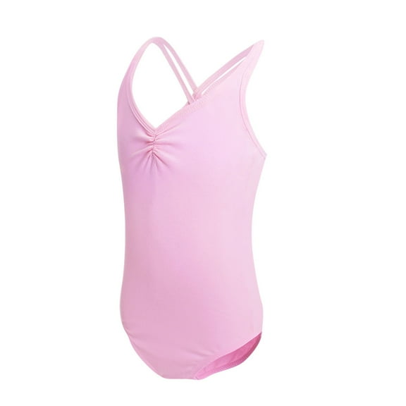 Generic Ballet Leotards for Girls Underwear V Neck Sleeveless Team Basic Dance Tank Top One-Piece Bodysuit for 3-14 Years