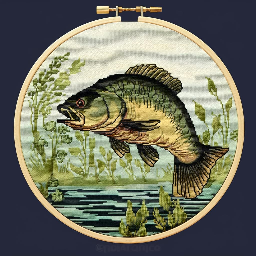 Generic Bass Fish DIY Stamped Cross Stitch Kits for Beginners Easy with  Hoop 11CT Needlepoint Embroidery Counted Cross Stitch Kits Art Craft Wall  Decor and Gift 35x35cm(2) - Walmart.com, image size:1024x1024