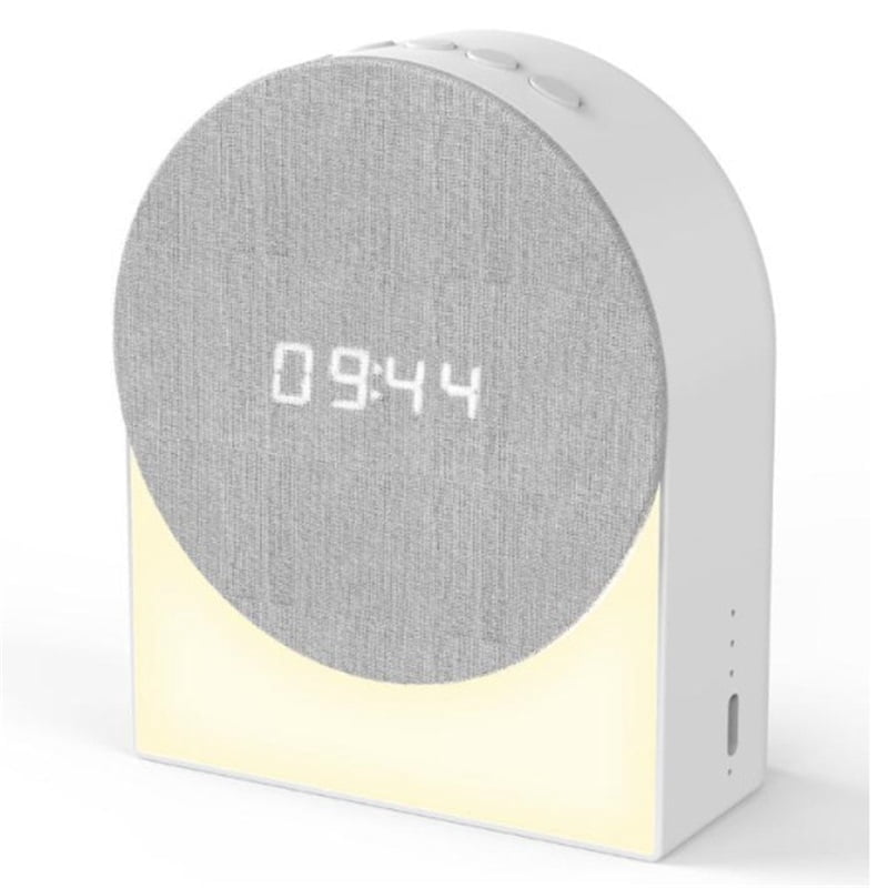 Generic Bedside Dream Machine, White Noise Sound Machine, Sunrise Alarm Clock with Night Light, 4 in 1 Music Speaker, Sleeping Soother with 6 Sounds (9*4.6*11cm)