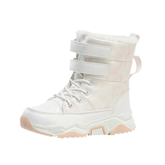 Generic Big Kids Youth Snow Boots Winter Water Proof Chunky Flat Boys Girls Keep Warm Comfortable Mid Calf Anti-Slip Shoes