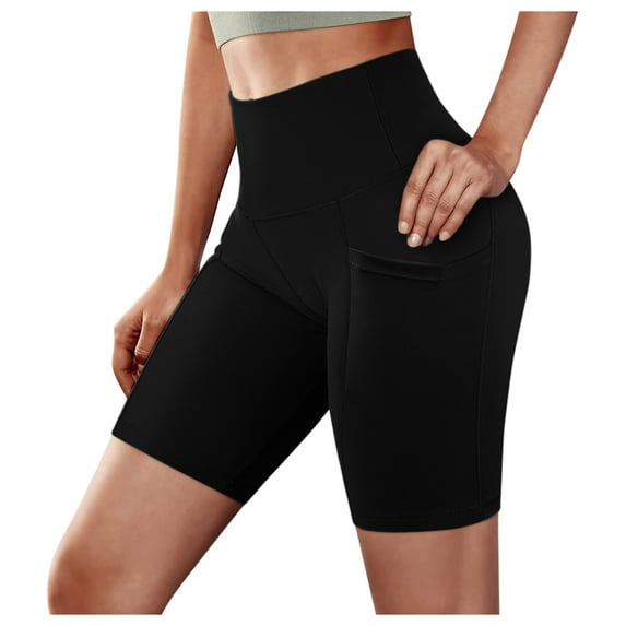 Generic Biker Shorts with Pockets for Women High Waisted Tummy Control-5/8 Womens Bike Shorts for Workout Yoga