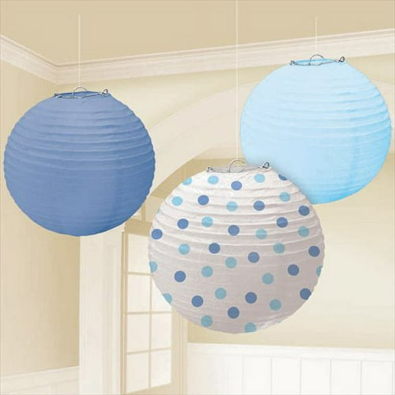 Generic Blue Paper Lanterns Assorted, 3pk - Polka Dot