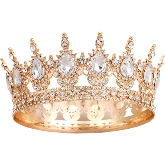 Generic Blue Queen Crown for Women, Beautiful Large Crown Cake Decoration, Crystal Tiara for Women Rhinestone Wedding Headband for Bride Hair Accessories for Costume Birthday Party Prom Gifts