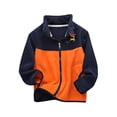 thumbnail image 1 of Generic Boy Jackets Toddler Girls Boys Spring Winter Long Sleeve Spliced Zippered Up Thick Plush Zipper Stand Up Collar Coat Warm Thicken Lightweight Breathable Jacket(7-8 Years,Navy), 1 of 4
