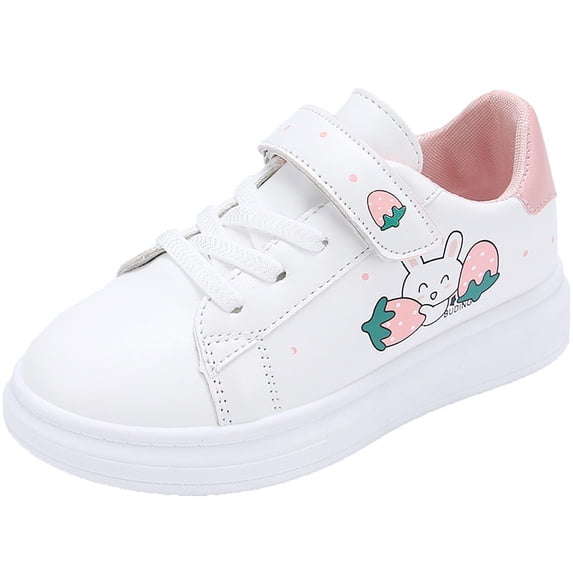 Generic Boy's Girls' Sports Shoes Toddlers Canvas Small Kids White Shoes Breathable Leather Board Shoes Medium Children Student Flat Shoes Casual Fashion Walking(4-4.5 Years,Pink)