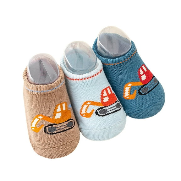 Generic Boys Ankle Socks Children Non Slip Floor Socks Baby Cartoon Cotton Socks Boy Car Socks Socks（3pcs） for Cute Casual Soft Comfortable Breathable (1-3 Years,B)