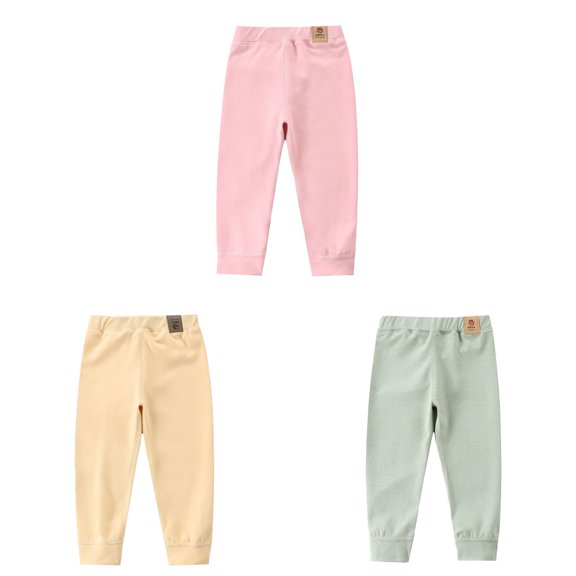Generic Boys' Clothing Sets Baby Boys Girls Cotton Pants Toddler Thicked Lined Long Casual Trousers Leggings Winter Pants(150*1 150*1 150*1,Pink*1 Yellow*1 Green*1)