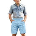 thumbnail image 1 of Generic Boys Cotton Cargo Shorts Teens Golf Casual Lightweight Elastic Waistband Comfy Long Short Pants Multi Pocket Wide Leg Bermuda, 1 of 8