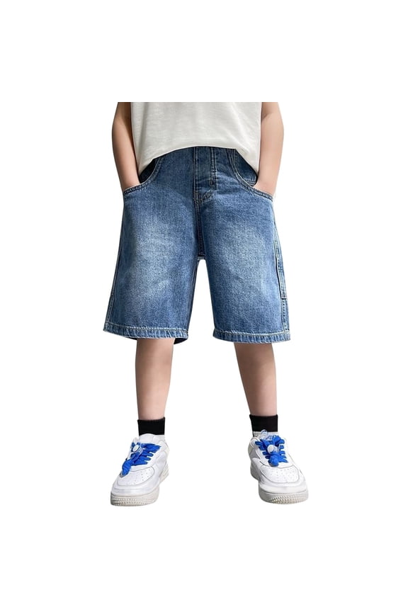 Boys' Denim Shorts Elastic Waist Baggy Y2K Trendy Short Pants Streetwear Summer Casual Jean Jorts Basketball Pull On Jeans