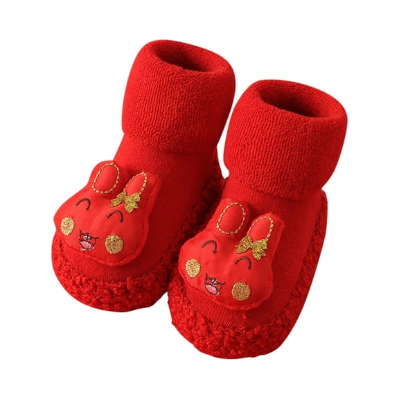 Generic Boys Footwear Autumn Winter Cute Children Toddler Shoes Boy Girls Flat Bottom Non Slip Lightweight Warm Comfortable Chinese New Year Style Tiger Rabbit (12-18 Months,Gray)