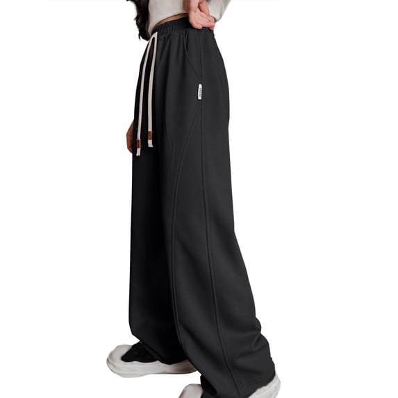 Generic Boys Girls Baggy Joggers Straight Leg Sweatpants Elastic Waist Track Pants/Drawstring, Solid School Athletic Trousers