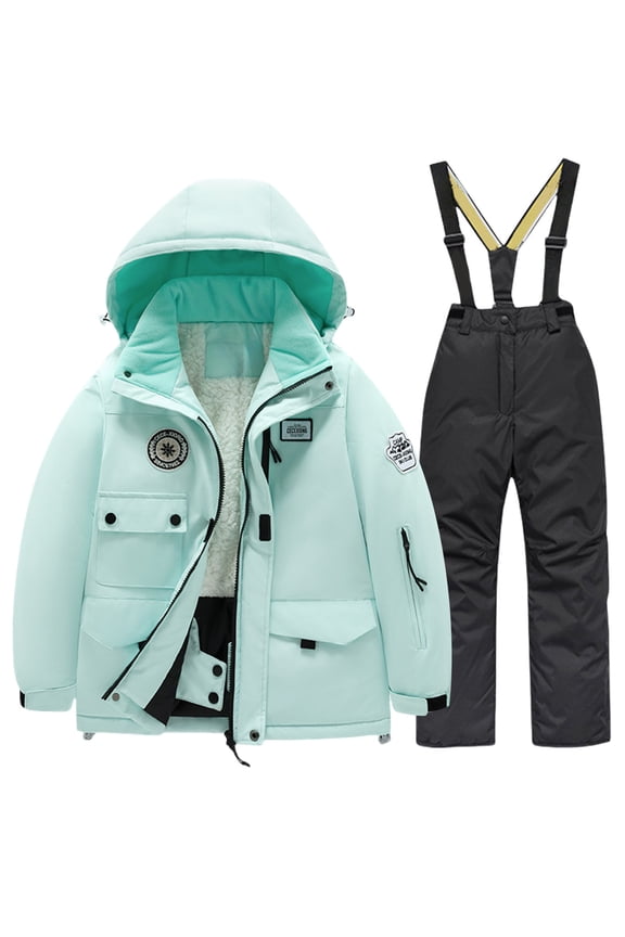 Boys and Girls Children's Ski Suits Girls Outdoor Thick Windproof Boys Baby Big Children Ski Clothes Equipment Suit Jumpsuit Winter Snowmobile Ski Suit Coveralls(8,Black)