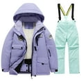 thumbnail image 1 of Generic Boys and Girls Children's Ski Suits Girls Outdoor Thick Windproof Boys Baby Big Children Ski Clothes Equipment Suit Waterproof Snow Bib with Hooded Jacket(16,Mint Green), 1 of 7