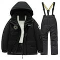 thumbnail image 1 of Generic Boys and Girls Children's Ski Suits Girls Outdoor Thick Windproof Boys Baby Big Children Ski Clothes Equipment Suit Colorblock Snow Pants and Jacket Snowsuit Ski Suit(12,Black), 1 of 8