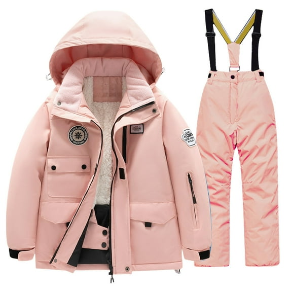 Generic Boys and Girls Children's Ski Suits Girls Outdoor Thick Windproof Boys Baby Big Children Ski Clothes Waterproof Jumpsuits Winter Warm Snowboard Coat Outdoor Jackets(12,Pink)