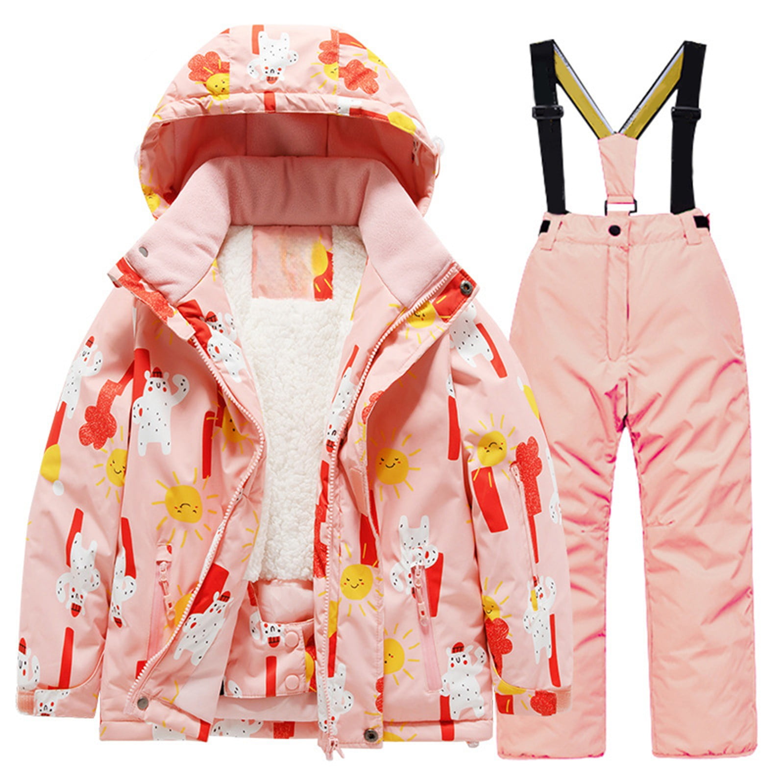 Generic Boys and Girls Children's Ski Suits Girls Outdoor Thick Windproof Boys Baby Big Children Ski Clothes Winter Snowboarding Rain Coats Girls Boys Snow Suits Waterproof Thermal Jackets ﻿(14,Pink)