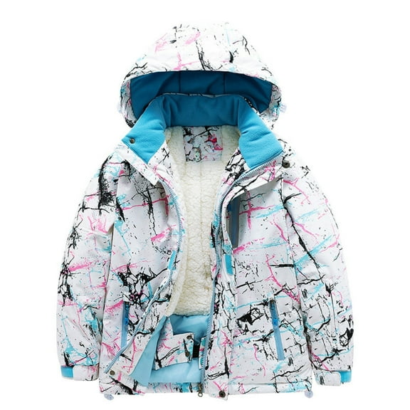 Generic Boys and Girls Children's Ski Suits Snow Suits Winter Plus Velvet Warm Windproof Outdoor Sports Snow Suits Waterproof Snowboard Jumpsuits One Piece Snowsuit Jackets Coats(16,White)