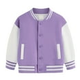 thumbnail image 1 of Generic Boys Girls Coat Autumn Winter New Children Plus Baseball Clothes Baby Cardigan Small Medium Thick Top Kids Casual Lightweight Plain Cardigan Button School Jackets (5-6 Years,Purple), 1 of 3