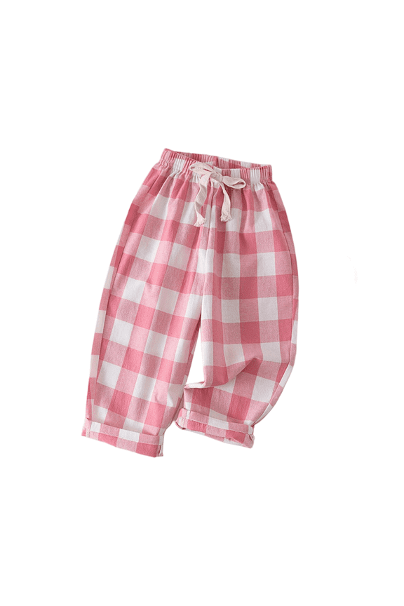 Boys Girls Cotton Harem Bloomers Pants for Baby Toddler Cute Gingham Bloomer Elastic Basic Harem Pants Plaid Jogger Beach