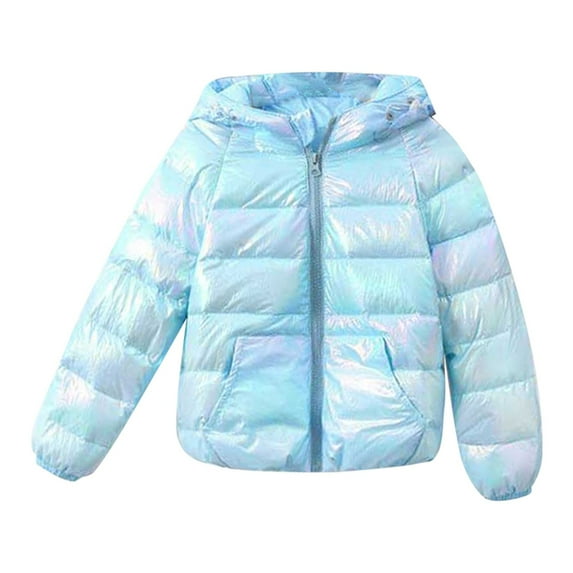 Generic Boys/Girls Cotton Jacket Autumn/winter Solid Color Letter Printing Colorful Hooded Coat Party Birthday School for Holiday Winter Party Christmas（3-4 Years Blue）
