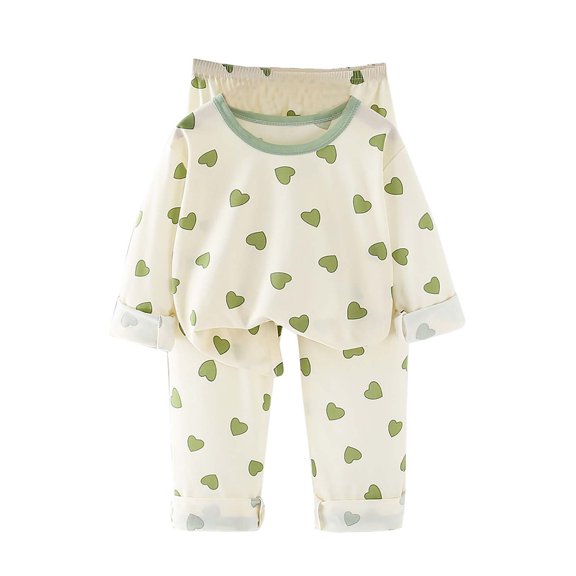 Generic Boys Girls Fall Long Sleeved Cute Cute Loungewear Fall Clothes Pants Comfortable for Holiday Christmas Party（3-4 Years Green）