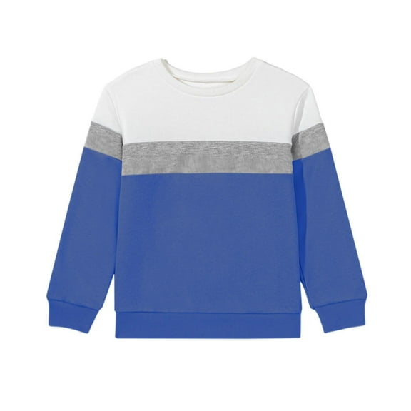 Generic Boys Girls Long Sleeve Sweatshirts Kids Fashion Fall Casual Sports Tops Crewneck Color Block Tees for 1-15 Years