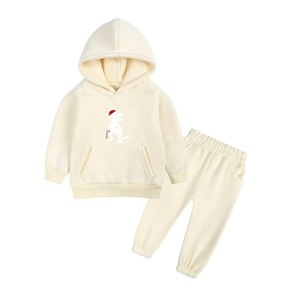 Generic Boys Girls Middle Large Children Christmas Warm Thickened Dinosaur Printing Sweater Pants Toddler Clothes Set Snowman Sleepwear Long SleeveTwo Piece Sports Suit(12-13 Years,Yellow)