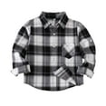 thumbnail image 1 of Generic Boys Girls Plaid Shirt Long Sleeve Button Down Flannel Dress Shirts with Pocket Fall Winter Outfits for 1-13 Years, 1 of 2