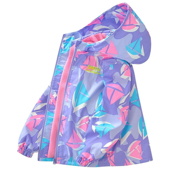 Generic Boys Girls Rain Jacket Lightweight Waterproof Kids Water Resistant Cotton Raincoat Graphic Print for 3-15 Years