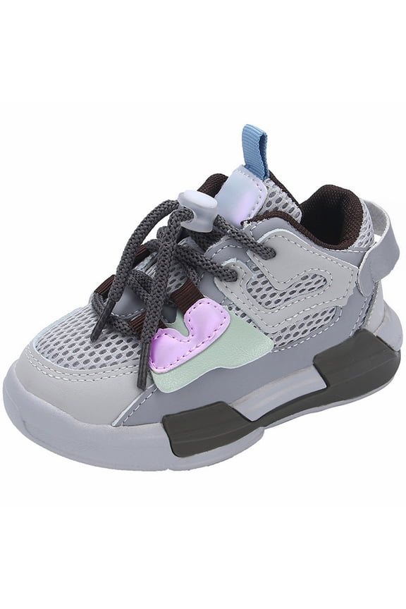 Boys Girls Sneakers Lace Up Buckle Shoes Children Flat Mesh Breathable Sports Shoes Toddler Boy Extra Wide Shoes