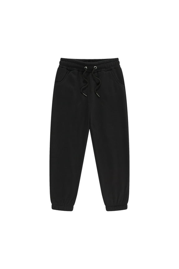 Boys and Girls Sweatpants Solid Color Pants Casual Athletic Solid Pocket Pull On Pants for Boy Kids Toddlers Active Jogger Sweatpants(8-9 Years,Black)