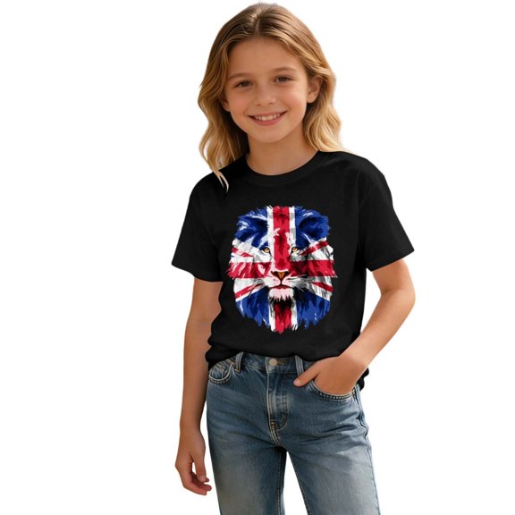 Generic Boys Girls Union Jack T-Shirt British Flag Graphic Tee Short Sleeve Top for Boys Girls Youth