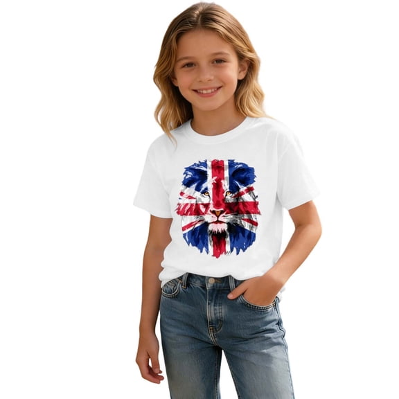 Generic Boys Girls Union Jack T-Shirt British Flag Graphic Tee Short Sleeve Top for Boys Girls Youth