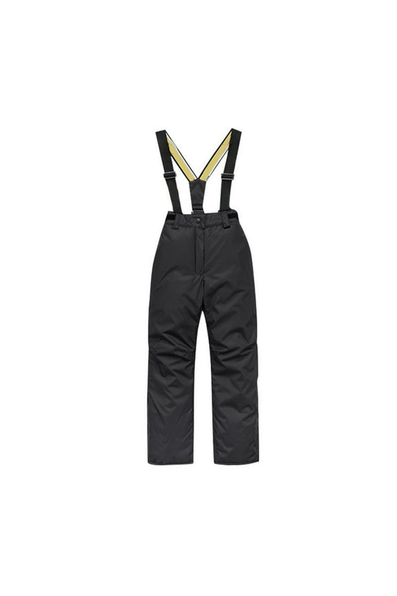 Boys and Girls Winter Straight Overalls Ski Suit Children's Ski Pants Thick Warm Straight Overalls Waterproof Snowboard Jumpsuits One Piece Snowsuit Jackets Coats(14,Black)