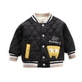 thumbnail image 1 of Generic Boys Jackets Winter Toddler Child Baby Boys Girls Long Sleeve Cartoon Patchwork Winter Coats Baseball Jacket Outer Outfits(Black,12-18 Months), 1 of 3