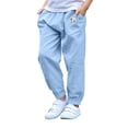 thumbnail image 1 of Generic Boys Joggers Elastic Waist Sweatpants Lightweight Linen Tapered Pants/Causal Relaxed Fit School Athletic Trousers, 1 of 8