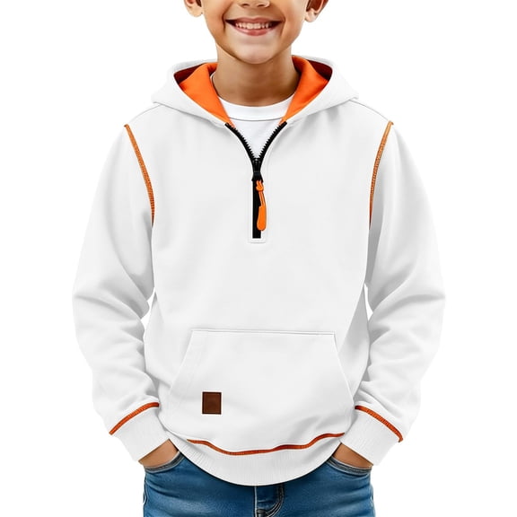 Generic Boys' Long Sleeve Performance Quarter Zip Pullover Sweatshirt Lightweight Fleece Hoodies Jacket Kids Cozy Hooded Sweatshirt