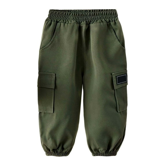 Generic Boys Pants Kids Casual Joggers Cargo Pants with Elastic Comfortable Loose Fit Trousers for Toddler To Big Boys Daily Wear 3-4 Years