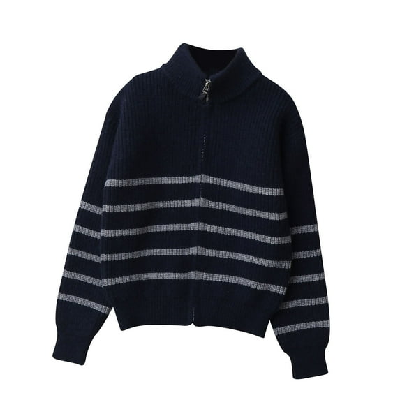 Generic Boys Quarter Zip Pullover Sweaters Cotton Cable Knit Sweater Casual Long Sleeve Turtleneck Tops for 5-14 Years
