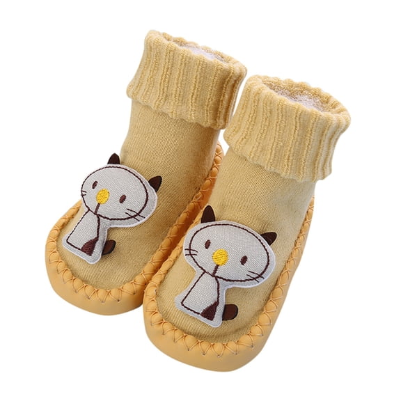 Generic Boys Shoes Children Toddler Shoes Autumn Winter Boy Girls Cute Cartoon Puppies Cat Patterns Comfortable Floor Sports Sock Shoes Flat Bottomed Non Slip Warm (6-12 Months,Yellow)