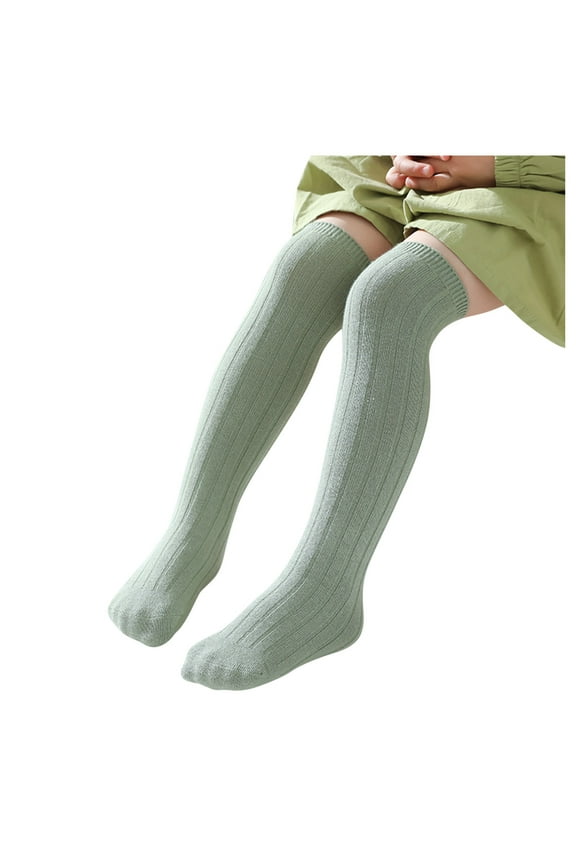 Boys Sock Toddler Kids Baby Girls Casual Solid Ribbed Knee High Antislip Stockings Socks for Cute Casual Soft Comfortable Breathable (One Size,G)