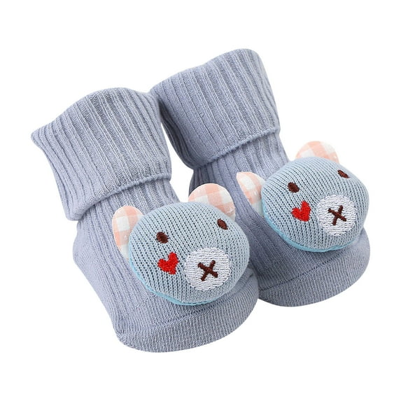 Generic Boys Socks Ankle Socks Knitted Cartoon Pattern Cute Boy Girl Toddler Socks Middle Tube Socks for All Seasons Non-Slip Fashion Casual Breathable (3-5 Years,Light Blue)