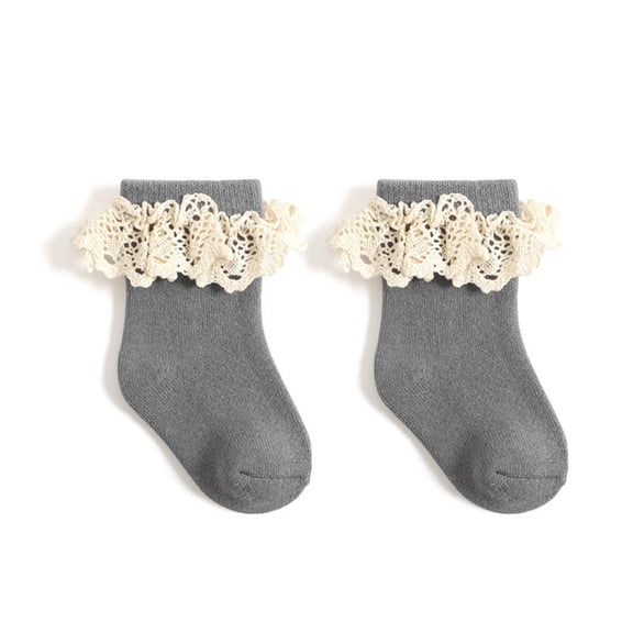 Generic Boys' Socks Baby and Children's Combed Cotton Lace Princess Socks for Babys Toddler Boy Girl Fashion Casual Soft Comfortable(0-6 Months,Grey)