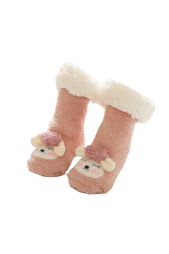 Boys Socks Children's Long Tube Socks Lamb's Wool Baby Floor Socks Thickened Babys Socks Winter New Warm Thick Toddler Shoes Socks for All Seasons Non-Slip Fashion Casual (0-6 Months,Pink)