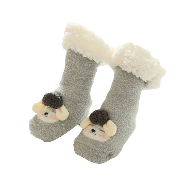 Generic Boys Socks Children's Long Tube Socks Lamb's Wool Baby Floor Socks Thickened Babys Socks Winter New Warm Thick Toddler Shoes Socks for All Seasons Non-Slip Fashion Casual ﻿(6-12 Months,Grey)