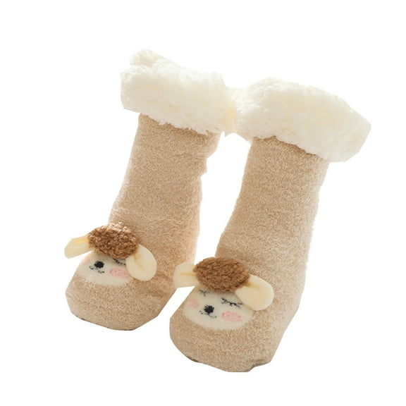 Generic Boys Socks Children's Long Tube Socks Lamb's Wool Baby Floor Socks Thickened Babys Socks Winter New Warm Thick Toddler Shoes Socks for All Seasons Non-Slip Fashion Casual ﻿(1-3 Years,Beige)