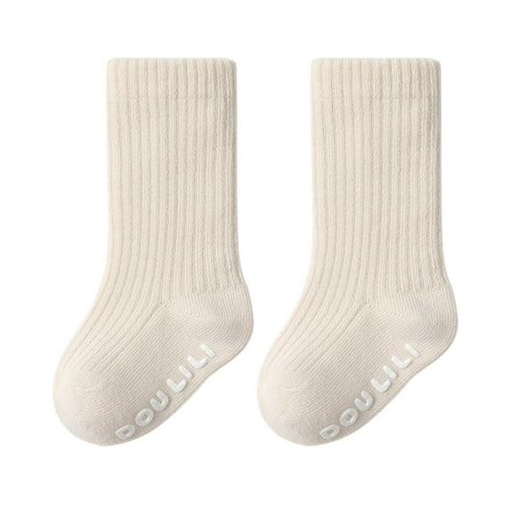 Generic Boys Socks Crew Unisex Baby Non Slip Socks Toddler Straight Stripe Crew Socks for Babys Toddlers Boy Girl Fashion Casual Soft Comfortable(0-6 Months,White)