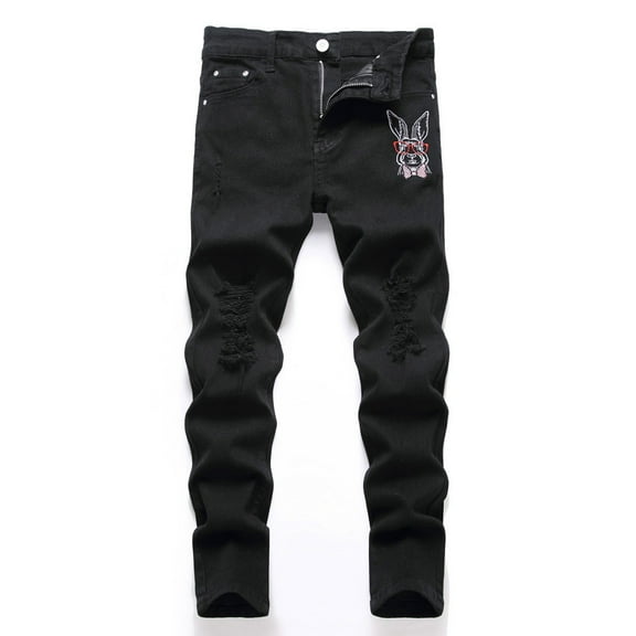 Generic Boys Stacked Distressed Jeans High Street Fashion Casual Long Pants for Kids Comfortable Stretch Denim Trousers Spring Autumn 7