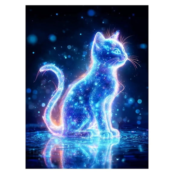 Beginner Cat Diamond Art Painting Set, DIY 5D Round Drill for Adults, Complete Kit with Tools for Home Wall Decor, 8x10 Inch Canvas, Detailed Feline Portrait